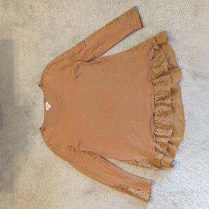 Style & Co Long Sleeve Ruffle Top NWOT